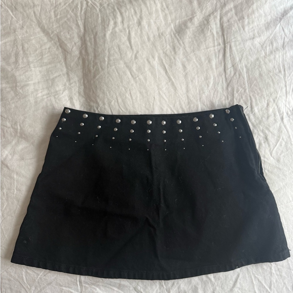 Zara Black Mini Skirt with Silver Studs
